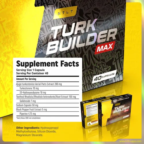 Vista 2 de HTLT Suplementos Turk Builder MAX, soporte de fuerza, 40 cápsulas