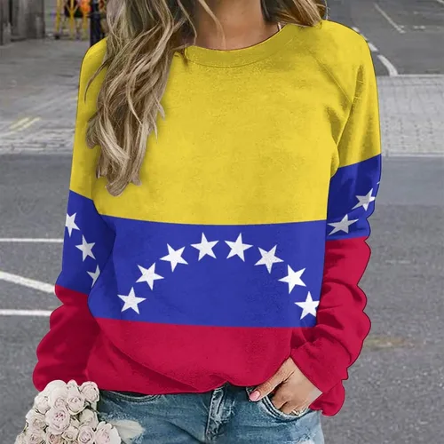 Vista 2 de Suéter casual de manga larga con cuello redondo y raglán de los Estados Unidos para mujer
