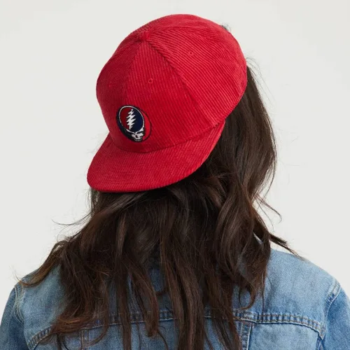 Vista 3 de Ripple Junction Grateful Dead Steal Your Face - Sombrero plano de pana roja para adultos