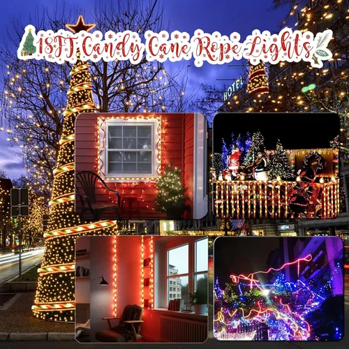 Vista 2 de Vigdur Luces de Bastón de Caramelo de Navidad - Luces de Cuerda LED de Bastón de Caramelo de 18 Pies para Exteriores Impermeables Luces Decorativas