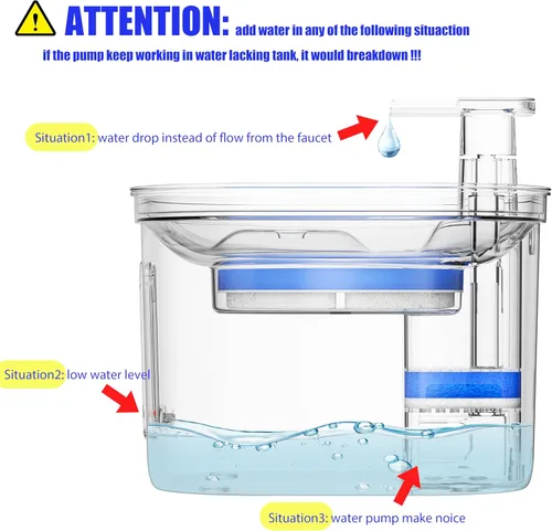 Vista 2 de Filtros de fuente de agua para gatos de acero inoxidable, paquete de 4 filtros de repuesto para fuente de gato, 3 sistemas de filtración triple