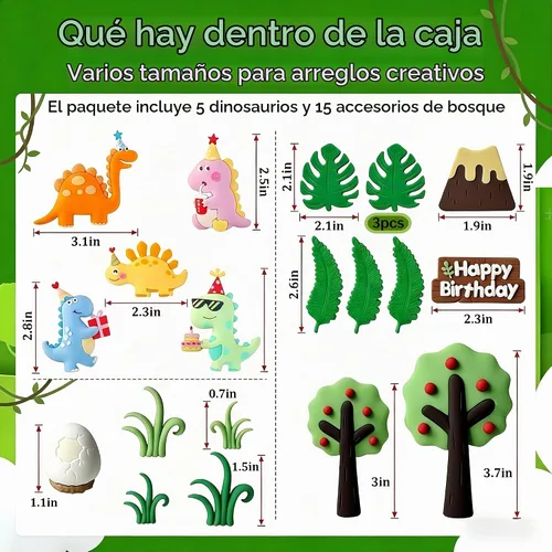 Vista 3 de Decoración de pastel de dinosaurio para tartas de cumpleaños