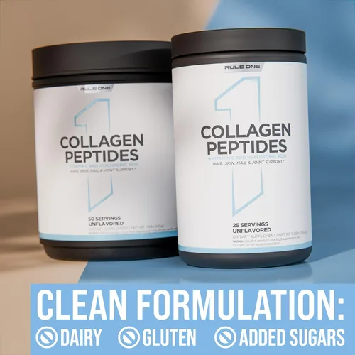 Vista 6 de Rule 1 Proteins Polvo de péptidos de colágeno – Colágeno bovino hidrolizado, ácido hialurónico y vitamina C. Apoya el cabello, la piel y las uñas