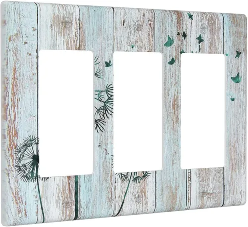 Vista 43 de Cubiertas Decorativas para Placas de Interruptor Diente de León Azul Rústico Citas Inspiradoras Casa de Campo Tablón de Madera Gris 1 Gang Cubierta