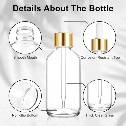 Vista 3 de Paquete de 42 botellas de vidrio transparente de 4 onzas con Dorado