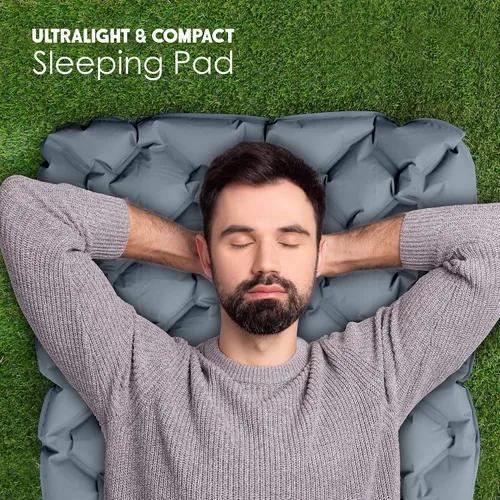 Vista 2 de Colchoneta de dormir ultraligera para acampar – Colchoneta ligera para mochileros – Colchón inflable y compacto