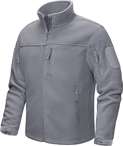 Vista 14 de CRYSULLY Chaqueta de forro polar para hombre, abrigo de trabajo táctico Verde militar