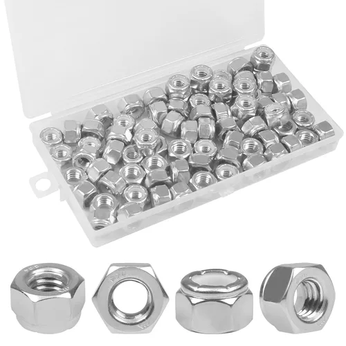 Vista 9 de 110 tuercas hexagonales de nailon de 1/4 "-20, acero inoxidable 304