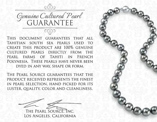 Vista 7 de THE PEARL SOURCE 14K Gold 9-11mm AAAA Quality Round Genuine Silver White Tahitian South Sea Cultured Pearl Necklace in 16" Choker Length for Women