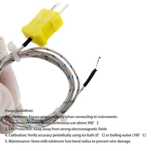 Vista 5 de 4 sondas de termopar tipo K de 1 M, sensor de temperatura de termopar tipo K con mini conector, rango de medición de línea de detección