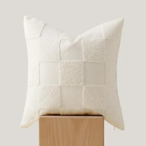 Vista 16 de Fundas de almohada de doble puntada 100 % algodón, fundas de almohada decorativas bohemias a cuadros con mechones de 20 x 20 pulgadas, hechas