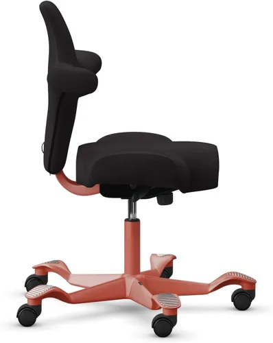 Vista 6 de HAG Capisco Sit to Stand Chair-Blush Rose Frame-Upholstered Black Onyx Vinyl