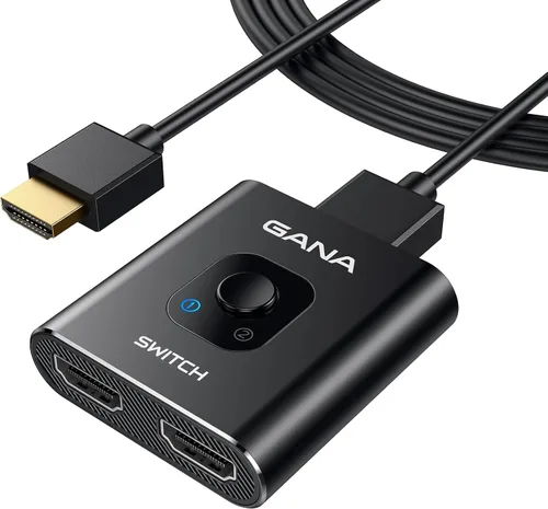 Vista 13 de Interruptor HDMI 4 K a 60 Hz, interruptor HDMI bidireccional de aluminio GANA 2 en 1 salida, concentrador HDMI manual compatible con HD compatible