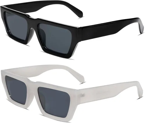 Vista 2 de Allarallvr Gafas de sol cuadradas retro para mujeres y hombres, montura rectangular, gafas de sol unisex AR82108