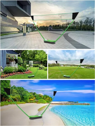 Vista 9 de Portable Badminton Net Set,Folding Volleyball Badminton Net,4 Professional Graphite Badminton Racket,8 Racket Grip Tape,4 Shuttlecocks,Family