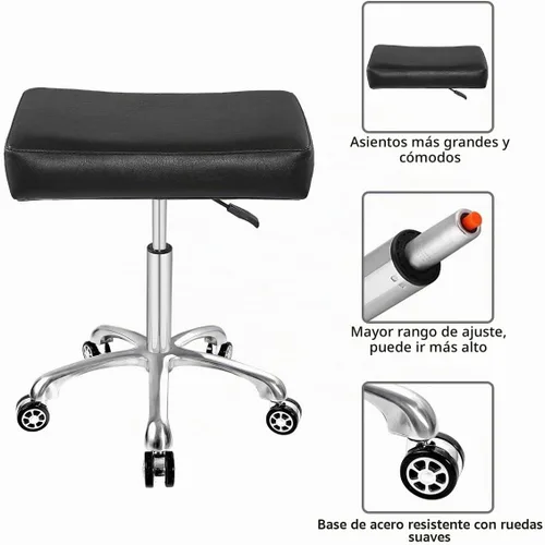 Vista 4 de Antlu Taburete giratorio ajustable para masaje oficina tatuaje cocina, trabajo pesado taburete hidráulico con ruedas (negro)