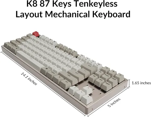 Vista 5 de Keychron K8 - Teclado mecánico inalámbrico Bluetooth con diseño sin llave de 87 teclas para Mac Windows, teclado multitarea con cable USB