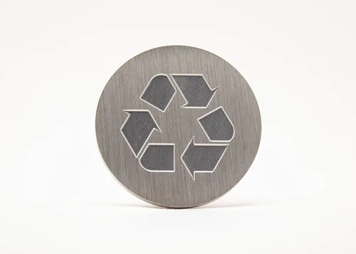 Vista 13 de Logotipo de reciclaje, emblema, medallón, cocina, oficina, parte delantera del gabinete, 1.5 pulgadas, acero inoxidable, latón, negro mate