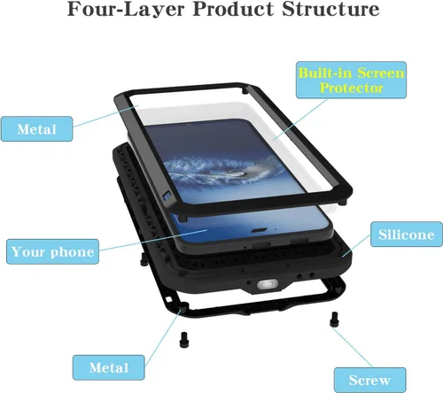 Vista 3 de LOVE MEI Funda militar resistente para Samsung Galaxy S22 Plus, con protector de pantalla de vidrio templado, a prueba de golpes, a prueba de polvo