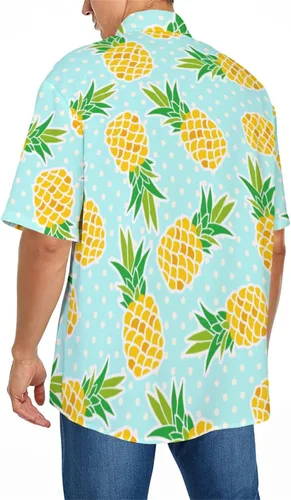 Vista 4 de XIaoHEshOP Hombres Moda Primavera Verano Casual Manga Corta Cuello Turndown Impreso Camisetas Top Blusa Hombres Camisetas Cortos
