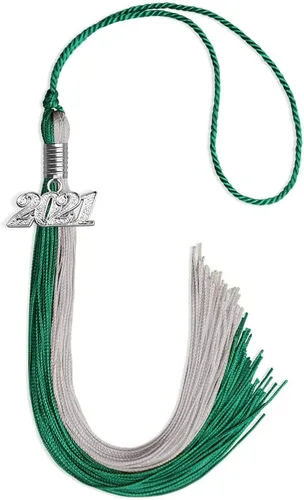Vista 84 de Endea Graduation Borla de doble color con gota de fecha plateada (negro/oro antiguo, 2025)
