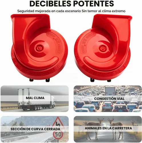 Vista 2 de FARBIN Bocinas universales de 12 V para automóvil, bocinas de vehículo ruidosas, kit de bocina de caracol de doble tono con arnés de relé
