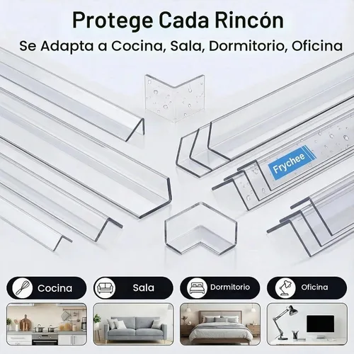 Vista 4 de Protector de esquina de pared transparente autoadhesivo (certificado como respetuoso con el medio ambiente), 6 protectores de esquina y protector