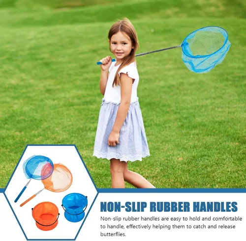 Vista 5 de TENDYCOCO Red de captura telescópica con cubos, kit de captura al aire libre para niños y adultos, red de pesca de malla fina para insectos