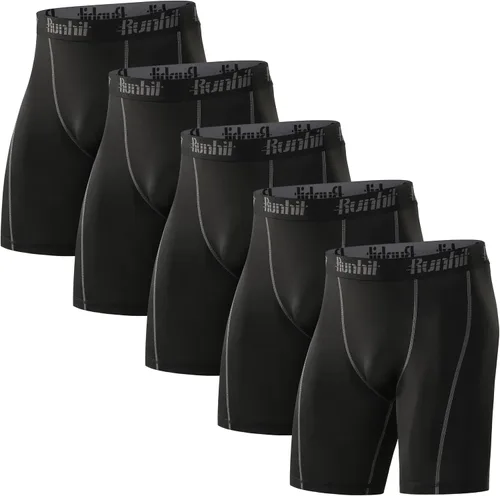 Vista 13 de Runhit - Pantalones cortos de compresión para hombre, ropa interior de licra, pantalones cortos para correr, entrenamiento y actividades deportivas