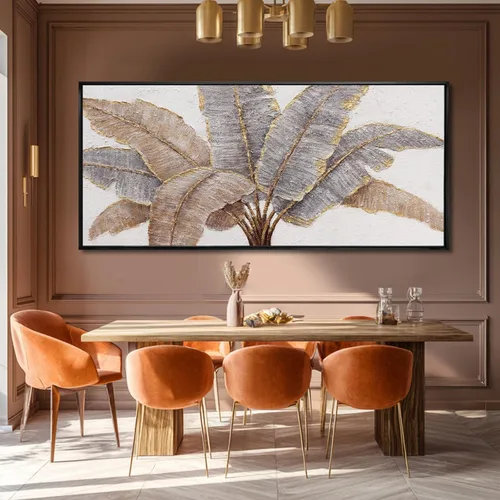 Vista 10 de CHUDANHAO Arte de pared de hojas doradas, cuadros de arte botánico vintage para decoración de pared, impresiones de pared grises, pintura de línea
