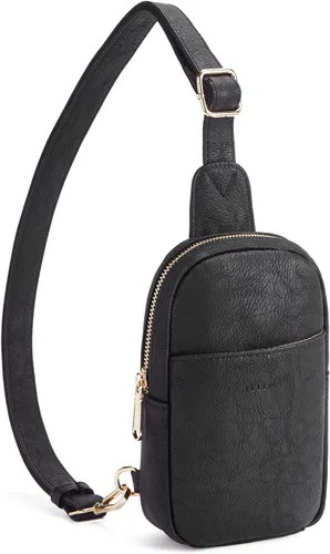 Vista 127 de Telena Riñonera pequeña para mujer, de cuero, cangureras, bolsa de pecho para mujer