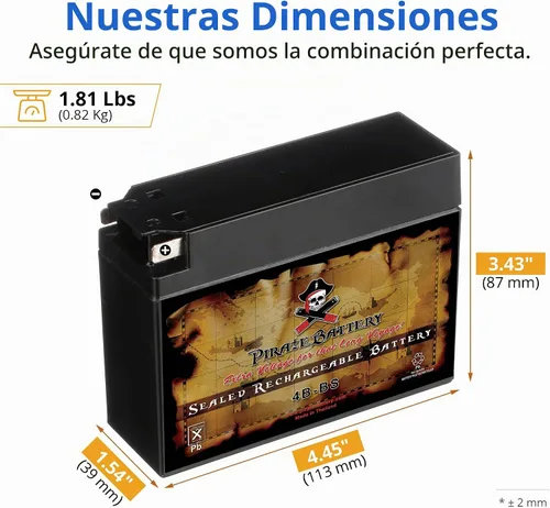 Vista 3 de Batería de motocicleta YT4B-BS de alto rendimiento, libre de mantenimiento, sellada con AGM