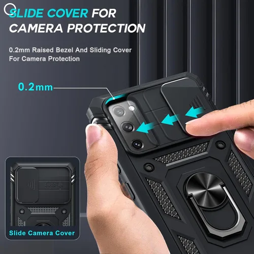Vista 3 de LeYi Funda compatible con Samsung Galaxy S20 FE 5G: [No compatible con S20] Galaxy S20 FE con funda deslizante para cámara + [2 paquetes] protector