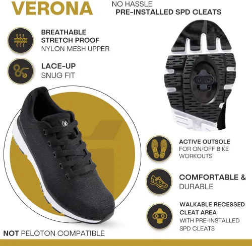 Vista 2 de Tommaso Zapatos de ciclismo para hombre, para interiores, para ciclismo y desplazamiento, para uso urbano, compatible con tacos SPD, cordones