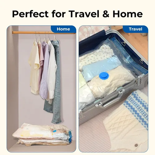 Vista 6 de ETENWOLF Bolsas de almacenamiento al vacío para viajes con bomba inalámbrica recargable, bolsas de sellado al vacío para ropa y viajes, bolsas