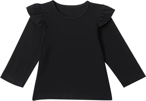 Vista 2 de Top de manga larga con cuello redondo para bebé niña, marrón (Brown-1)