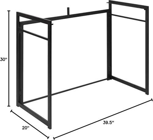 Vista 2 de HBCY Creations Escritorio plegable para computadora, parte superior con acabado de grano de madera rústica, marco de acero negro, 40 pulgadas