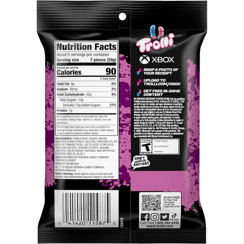 Vista 9 de Trolli - Sour Brite Crawlers, sabor Very Berry, 5 onzas. Gusanos de goma agrios muy bayas, bolsa de clavijas, aperitivos, compartir, sobre