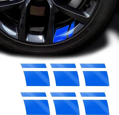 Vista 7 de Pack-6 Calcomanías Reflectantes para Automóvil, Calcomanías de Rayas para Llantas de Ruedas de Automóvil, Calcomanías Automotrices Universales
