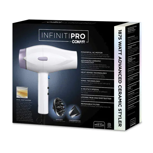 Vista 7 de INFINITIPRO BY Conair - Secador de pelo de cerámica avanzado de 1875 vatios con tecnología de detección de calor