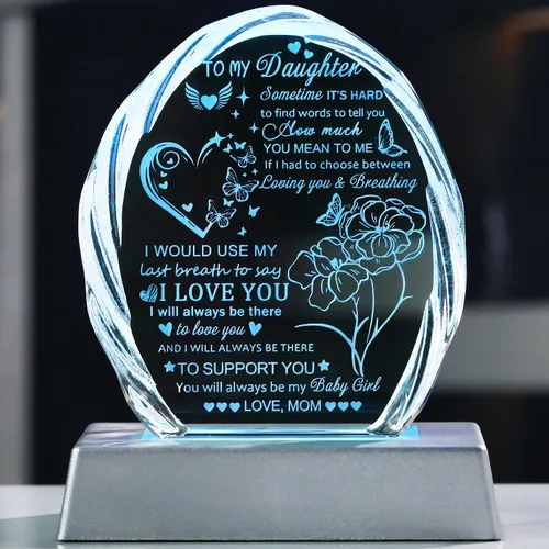 Vista 8 de Regalos para hija de mamá papá, regalos de cumpleaños para el día de la madre para hija adulta, recuerdos de cristal para mi hija, regalo