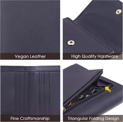 Vista 7 de Travelambo Cartera pequeña y compacta con bloqueo RFID para tarjetas de crédito, monedero de bolsillo para mujer
