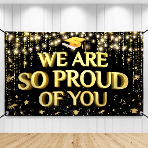 Vista 12 de KatchOn Banner con texto en inglés "We Will Miss You" en negro y dorado