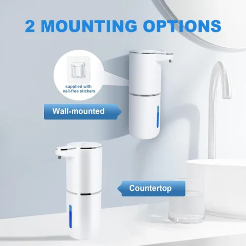 Vista 5 de Dispensador automático de jabón sin contacto – Dispensador de jabón líquido de manos para baño, volumen ajustable para líquidos gruesos y finos