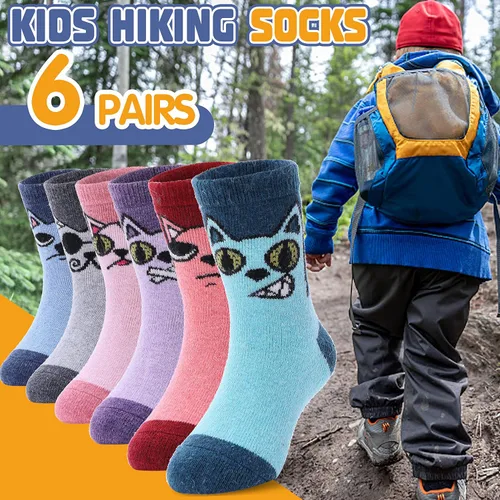 Vista 4 de ANTSANG Calcetines de Lana, Calcetines Térmicos Cálidos y Gruesos Tipo Crew Boot para Niños Pequeños, Niños y Niñas, 6 Pares