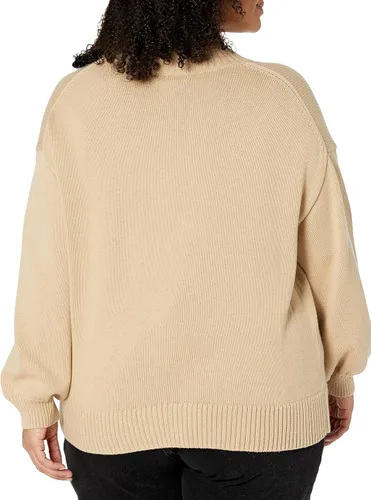 Vista 6 de Tienda Essentials Suéter de algodón con cuello embudo para mujer (disponible en tallas grandes)