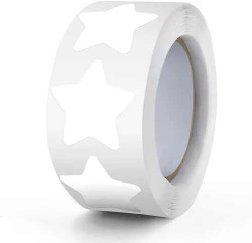 Vista 10 de Rollo de calcomanías de estrellas negras de 1 pulgada, autoadhesivas, impermeables, extraíbles, para niños, profesores, negocios, 500
