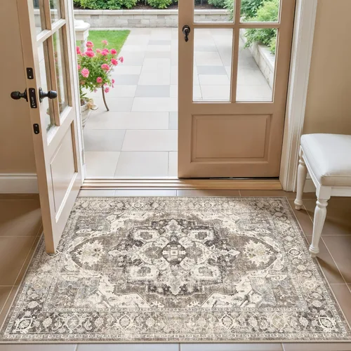 Vista 33 de YOUFORTONG Alfombra Lavable de 2 x 3 Pulgadas para Entrada: Alfombra Antideslizante Vintage para Interiores con Respaldo de Goma para Sala de Estar