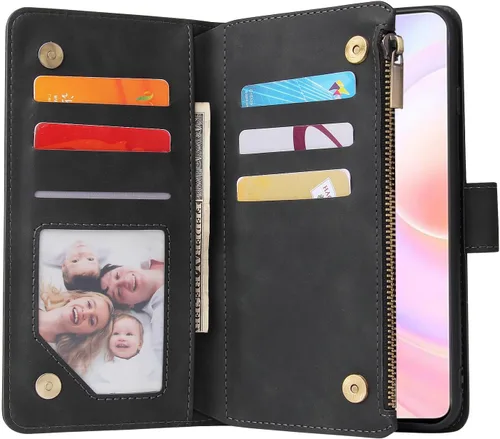 Vista 7 de Asuwish Funda compatible con Huawei Nova 9 SE / Honor 50 SE, protector de pantalla de vidrio templado y funda de cuero con tapa para tarjetero