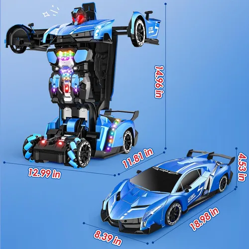 Vista 3 de Holyton 1:10 Transforming RC Car, coche de control remoto grande, azul